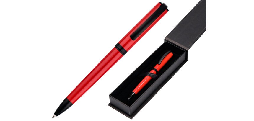 Boligrafo belius turbo aluminio color rojo y negro tinta azul caja de diseño