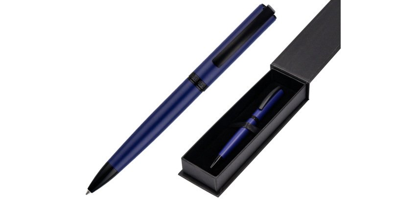 Boligrafo belius turbo aluminio color azul y negro tinta azul caja de diseño
