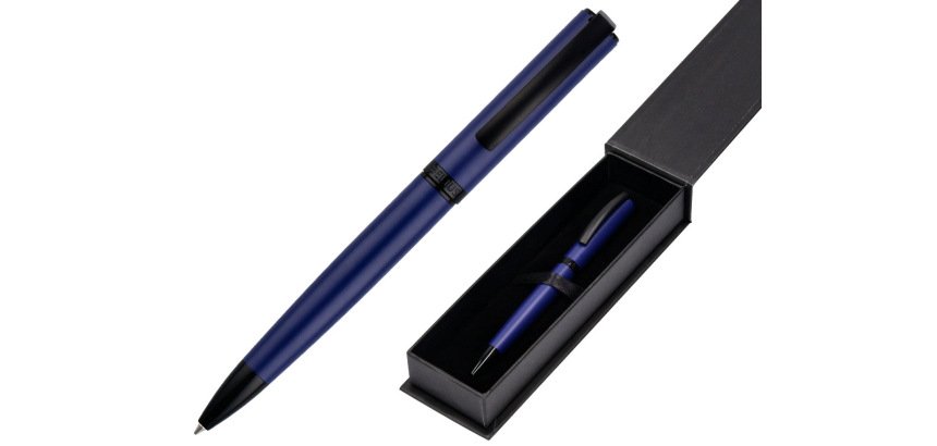 Boligrafo belius turbo aluminio color azul y negro tinta azul caja de diseño