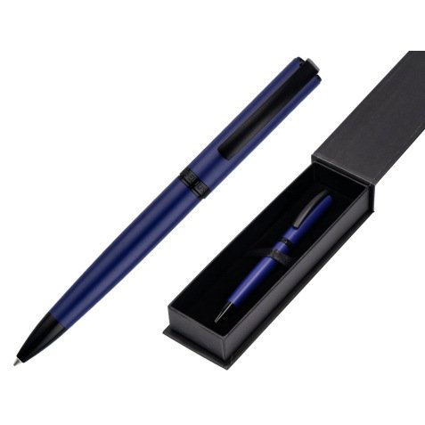 Boligrafo belius turbo aluminio color azul y negro tinta azul caja de diseño