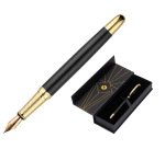 Pluma belius soiree aluminio color art deco negro y dorado tinta azul caja de diseño