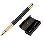 Pluma belius soiree aluminio color art deco negro y dorado tinta azul caja de diseño