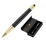 Boligrafo belius soiree aluminio color art deco negro y dorado tinta azul caja de diseño