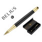 Boligrafo belius soiree aluminio color art deco negro y dorado tinta azul caja de diseño