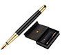 Pluma y estuche belius soiree color art deco negro y dorado tinta azul caja de diseño