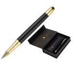 Boligrafo y estuche belius soiree color negro y dorado tinta azul caja de diseño