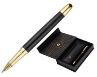 Boligrafo y estuche belius soiree color negro y dorado tinta azul caja de diseño