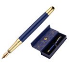 Pluma belius soiree aluminio color art deco azul marino y dorado tinta azul caja de diseño