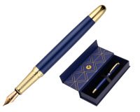 Pluma belius soiree aluminio color art deco azul marino y dorado tinta azul caja de diseño
