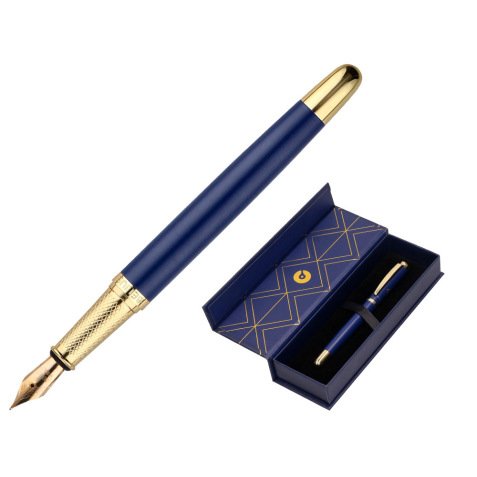 Pluma belius soiree aluminio color art deco azul marino y dorado tinta azul caja de diseño