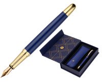 Pluma y estuche belius soiree color art deco azul marino y dorado tinta azul caja de diseño