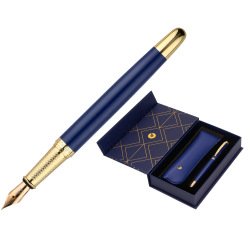Pluma y estuche belius soiree color art deco azul marino y dorado tinta azul caja de diseño