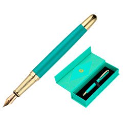 Pluma belius soiree aluminio color art deco turquesa y dorado tinta azul caja de diseño