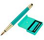 Pluma y estuche belius soiree color art deco turquesa dorado tinta azul caja de diseño