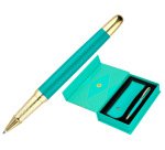 Boligrafo y estuche belius soiree color art deco turquesa y dorado tinta azul caja de diseño