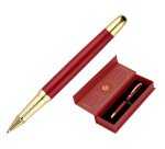 Boligrafo belius soiree aluminio color art deco granate y dorado tinta azul caja de diseño