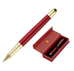 Boligrafo belius soiree aluminio color art deco granate y dorado tinta azul caja de diseño