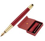 Pluma y estuche belius soiree color art deco granate y dorado tinta azul caja de diseño
