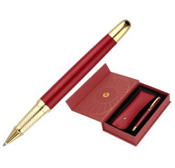 Boligrafo y estuche belius soiree color art deco granate y dorado tinta azul caja de diseño