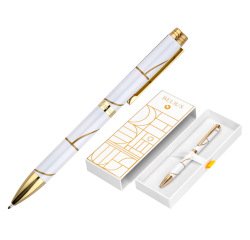 Boligrafo belius carte blanche color y blanco dorado tinta azul caja de diseño