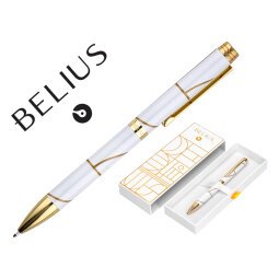 Boligrafo belius carte blanche color y blanco dorado tinta azul caja de diseño