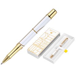 Roller belius carte blanche color blanco y dorado tinta negra caja de diseño