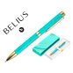 Boligrafo belius aqua aluminio color turquesa y dorado tinta azul caja de diseño