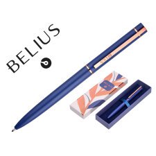 Boligrafo belius rose aluminio color azul electrico/oro rosa tinta azul caja de diseño
