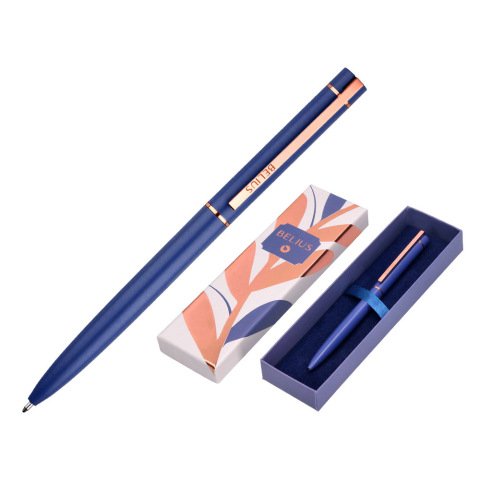 Boligrafo belius rose aluminio color azul electrico/oro rosa tinta azul caja de diseño