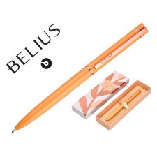 Boligrafo belius rose aluminio color naranja/oro rosa tinta azul caja de diseño