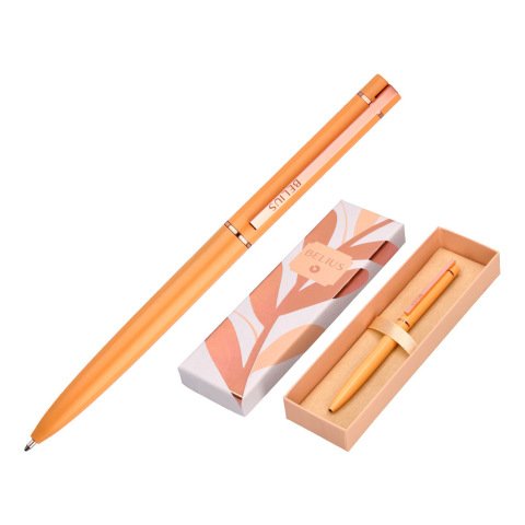 Boligrafo belius rose aluminio color naranja/oro rosa tinta azul caja de diseño
