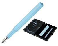 Pluma y funda de similpiel belius space b color minimalista azul tinta azul caja de diseño