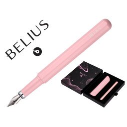 Pluma y funda de similpiel belius space b color minimalista rosa tinta azul caja de diseño