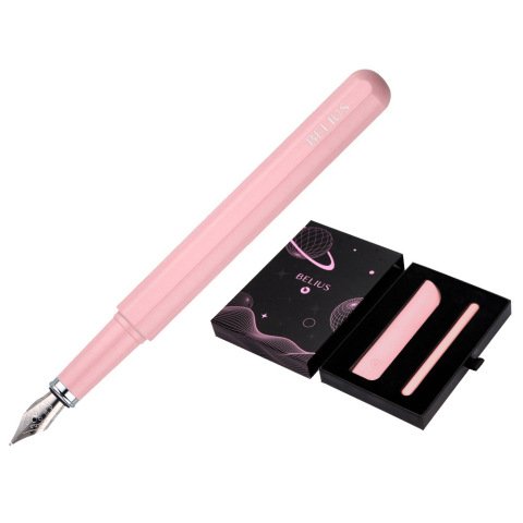 Pluma y funda de similpiel belius space b color minimalista rosa tinta azul caja de diseño