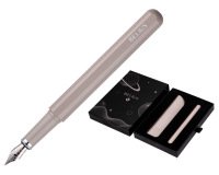 Pluma y funda de similpiel belius space b color minimalista gris tinta azul caja de diseño