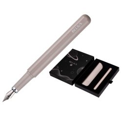 Pluma y funda de similpiel belius space b color minimalista gris tinta azul caja de diseño