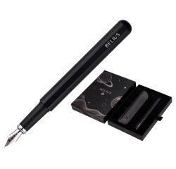 Pluma y funda de similpiel belius space b color minimalista negro tinta azul caja de diseño