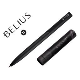 Boligrafo belius rocket b aluminio color minimalista negro tinta azul caja cilindrica