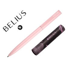 Boligrafo belius rocket b aluminio color minimalista rosa tinta azul caja cilindrica