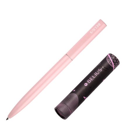 Boligrafo belius rocket b aluminio color minimalista rosa tinta azul caja cilindrica