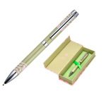 Boligrafo belius ink dreams aluminio color verde matcha y rosa plateado frase interior tinta azul caja de diseño