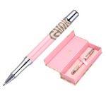 Roller belius ink dreams aluminio color rosa y verde matcha plateado frase interior tinta negra caja de diseño