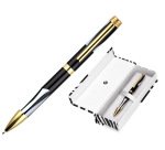 Boligrafo belius dualita cuerpo negro color blanco tinta azul caja de diseño