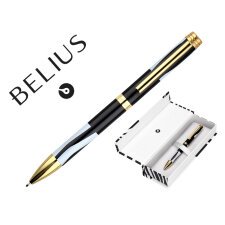 Boligrafo belius dualita cuerpo negro color blanco tinta azul caja de diseño