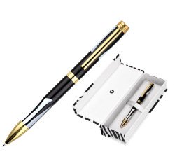 Boligrafo belius dualita cuerpo negro color blanco tinta azul caja de diseño