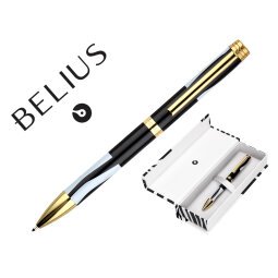 Boligrafo belius dualita cuerpo negro color blanco tinta azul caja de diseño