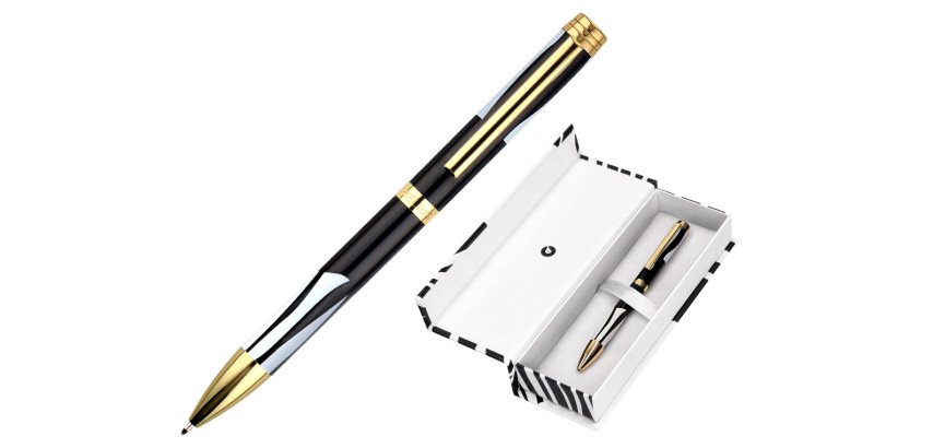 Boligrafo belius dualita cuerpo negro color blanco tinta azul caja de diseño