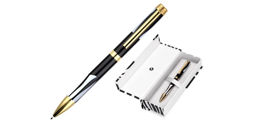 Boligrafo belius dualita cuerpo negro color blanco tinta azul caja de diseño