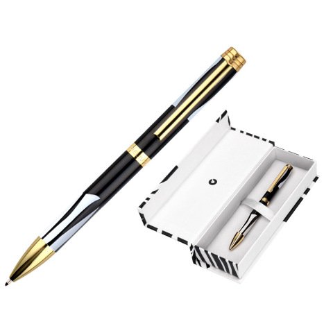 Boligrafo belius dualita cuerpo negro color blanco tinta azul caja de diseño