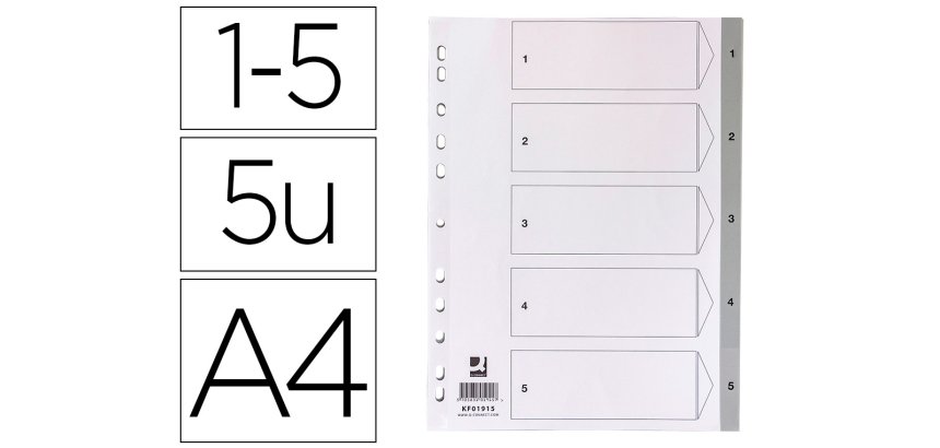 Separador numerico q-connect plastico 1-5 juego de 5 separadores din a4 multitaladro